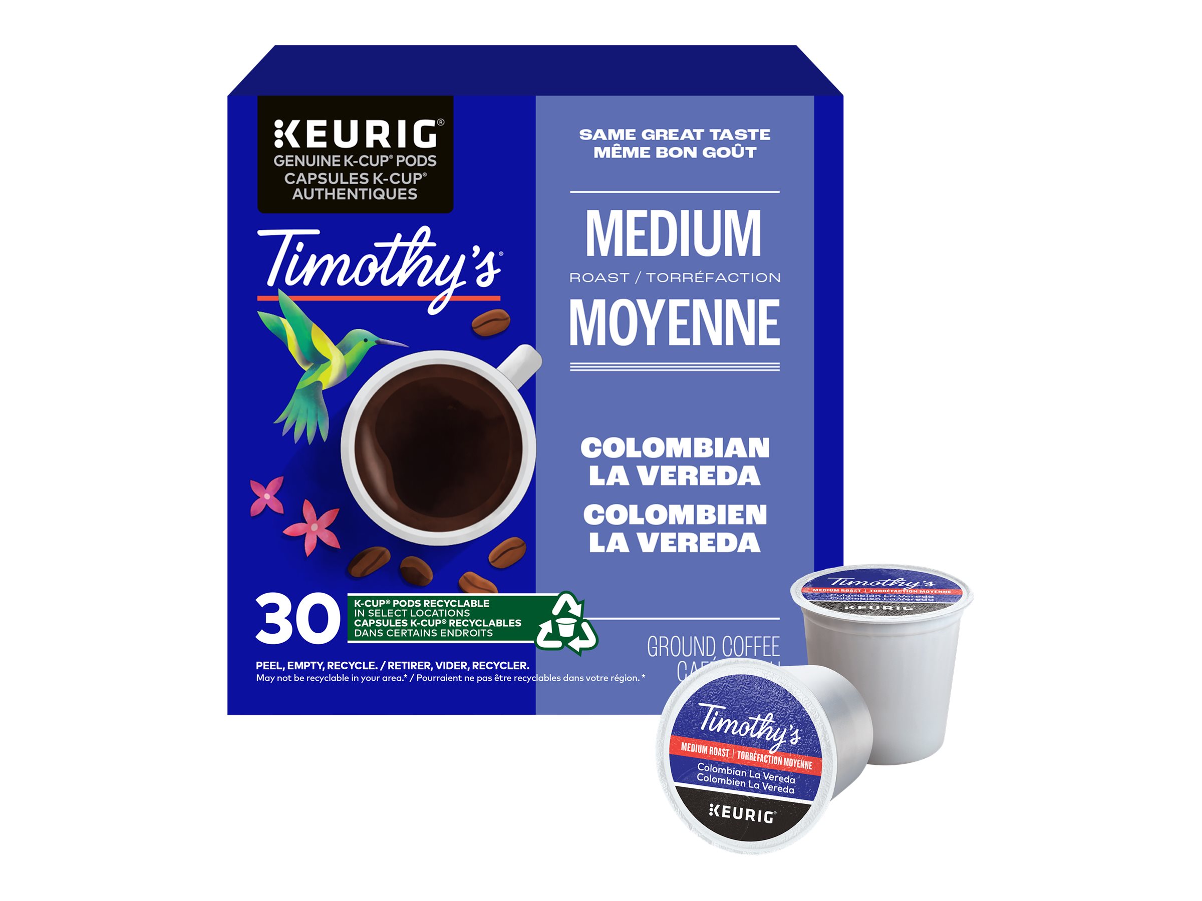 Timothy's Colombian La Vereda K-Cup Coffee Pods - 30's