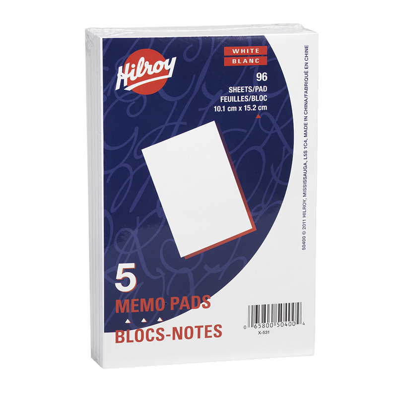 Hilroy Memo Pads - 10.2 x 15.2 cm - 5 Pack