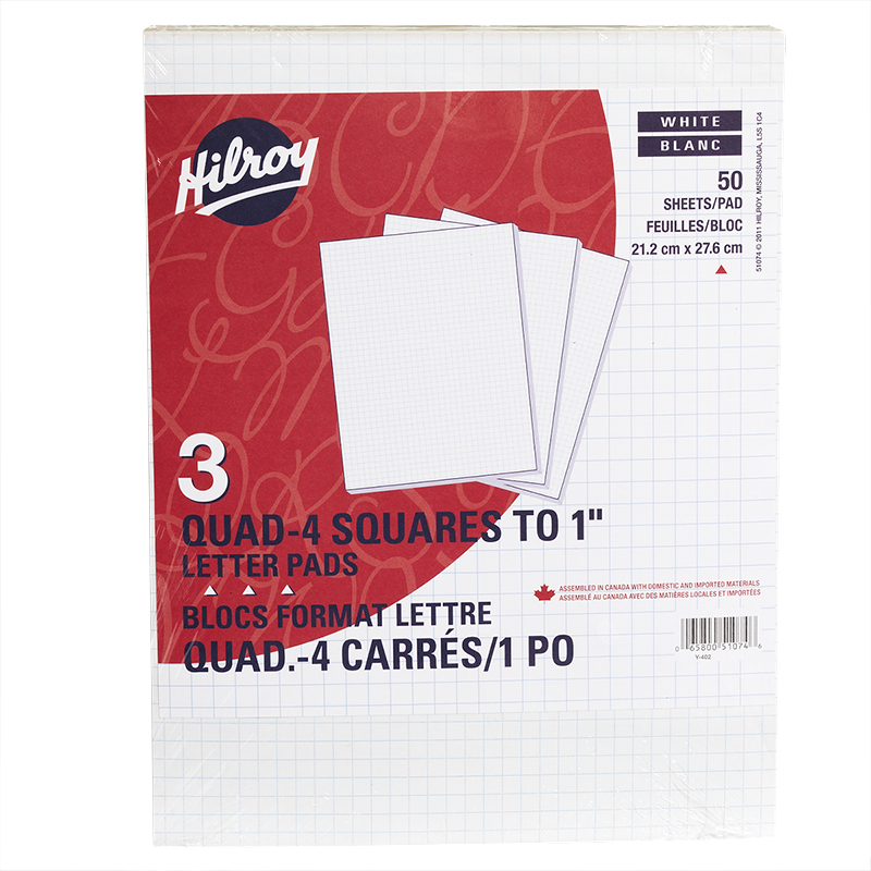 Hilroy Figuring Pad 8.5x11 Quad - 3 Pack 1 Hilroy Figuring Pad 8.5x11 Quad - 3 Pack