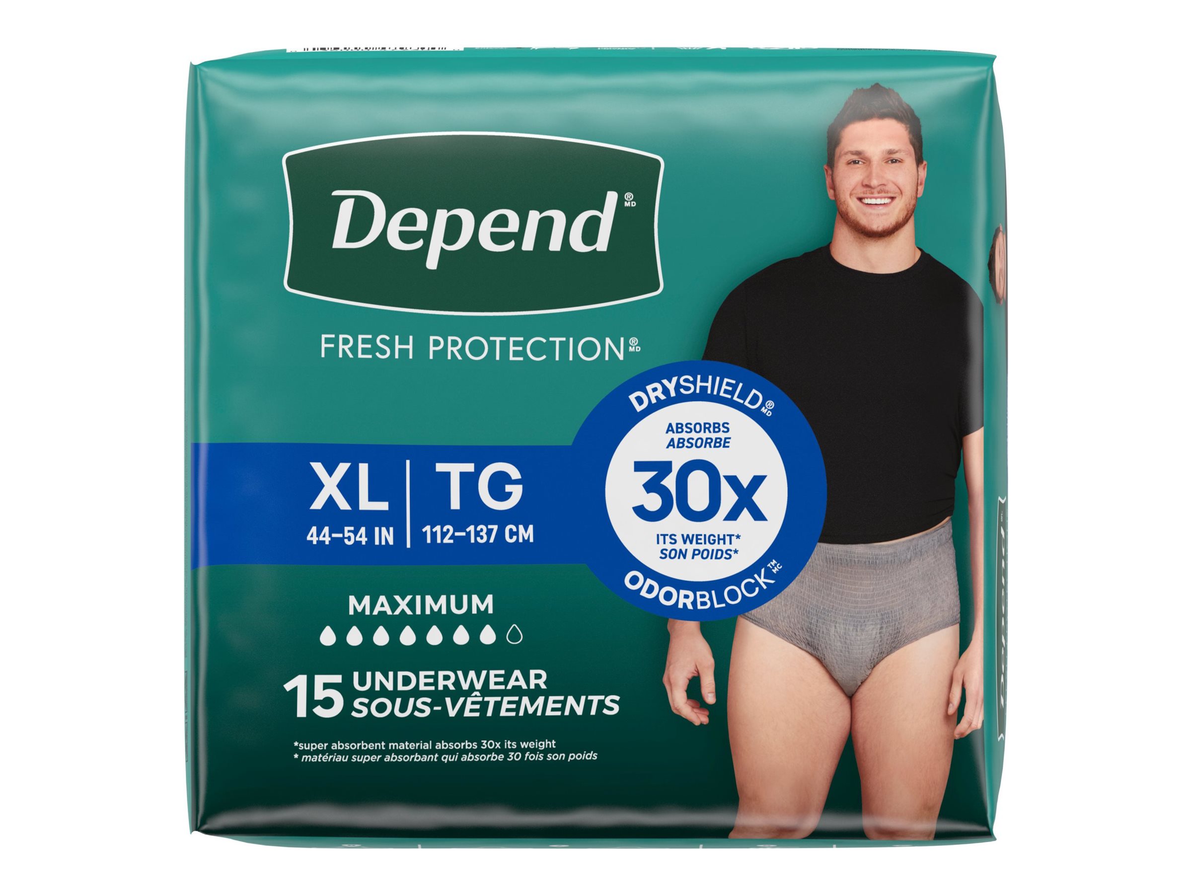 Depend Fresh Protection Adult Incontinence Underwear for Men - Grey - Maximum - Extra-Large - 15 Count 2 Depend Fresh Protection Adult Incontinence Underwear for Men - Grey - Maximum - Extra-Large - 15 Count