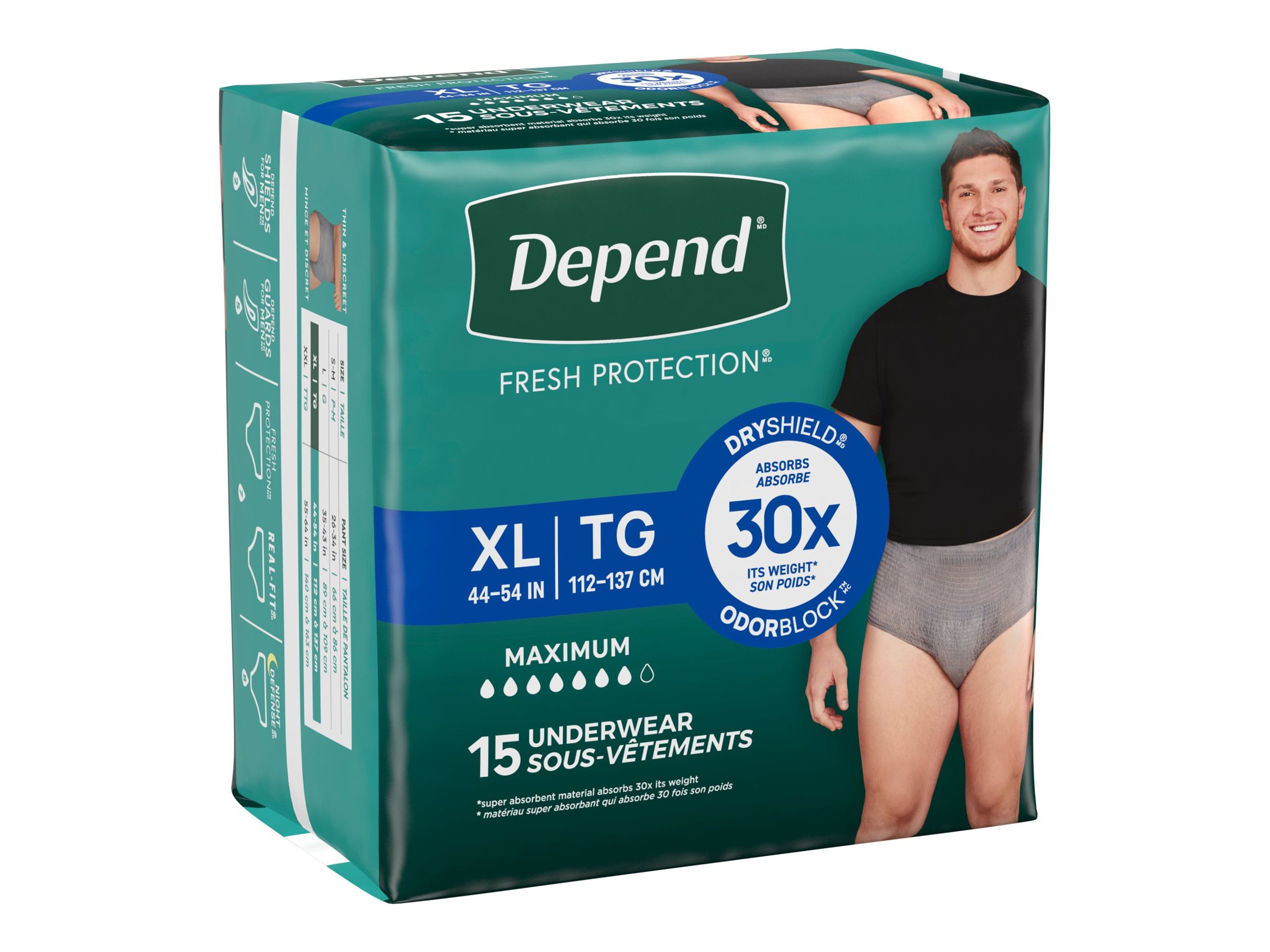 Depend Fresh Protection Adult Incontinence Underwear for Men - Grey - Maximum - Extra-Large - 15 Count 3 Depend Fresh Protection Adult Incontinence Underwear for Men - Grey - Maximum - Extra-Large - 15 Count