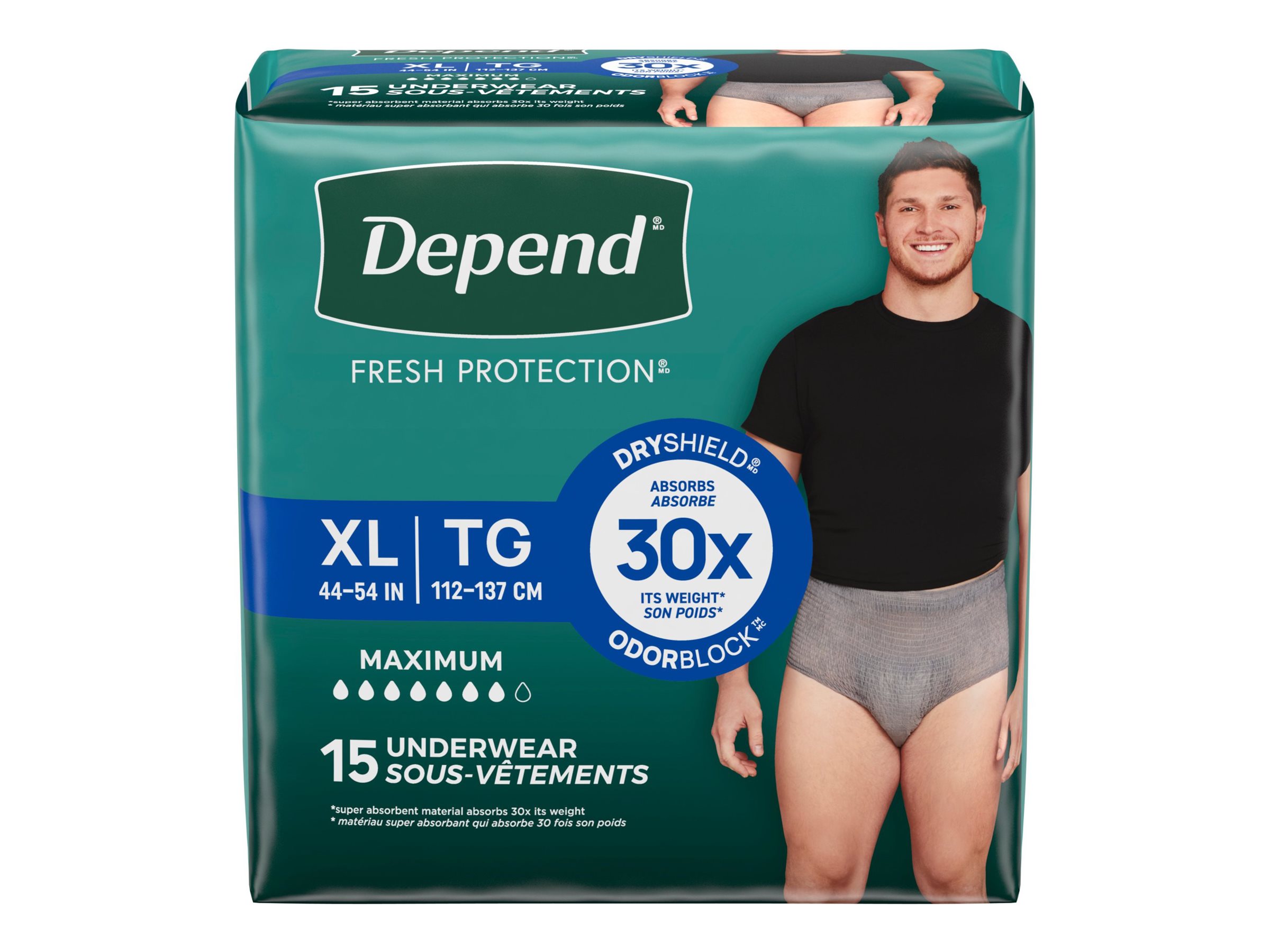 Depend Fresh Protection Adult Incontinence Underwear for Men - Grey - Maximum - Extra-Large - 15 Count 4 Depend Fresh Protection Adult Incontinence Underwear for Men - Grey - Maximum - Extra-Large - 15 Count