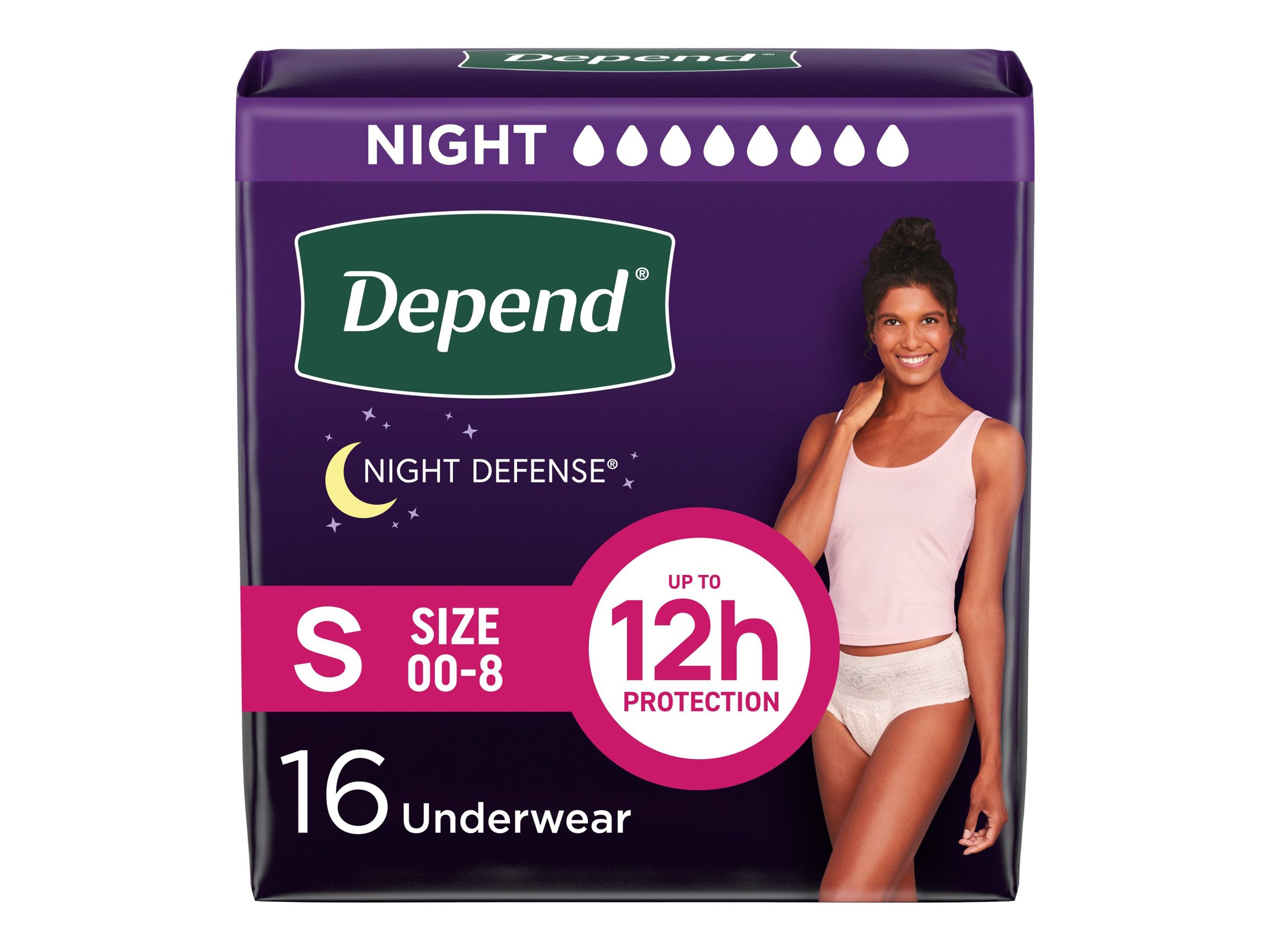 Depend Night Defense Adult Overnight Incontinence Underwear for Women - Blush - Small - 16 Count
