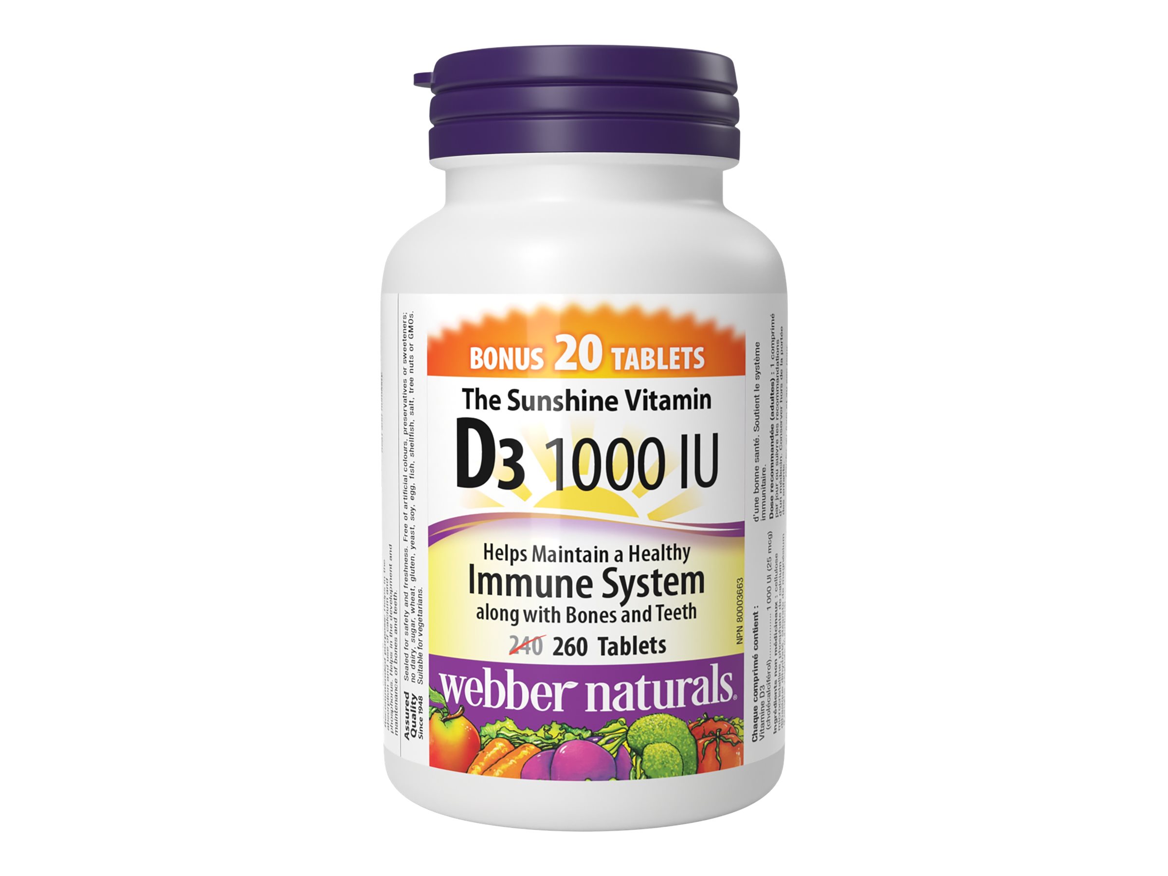 Webber Naturals Vitamin D3 Tablets - 1000 IU - 260's