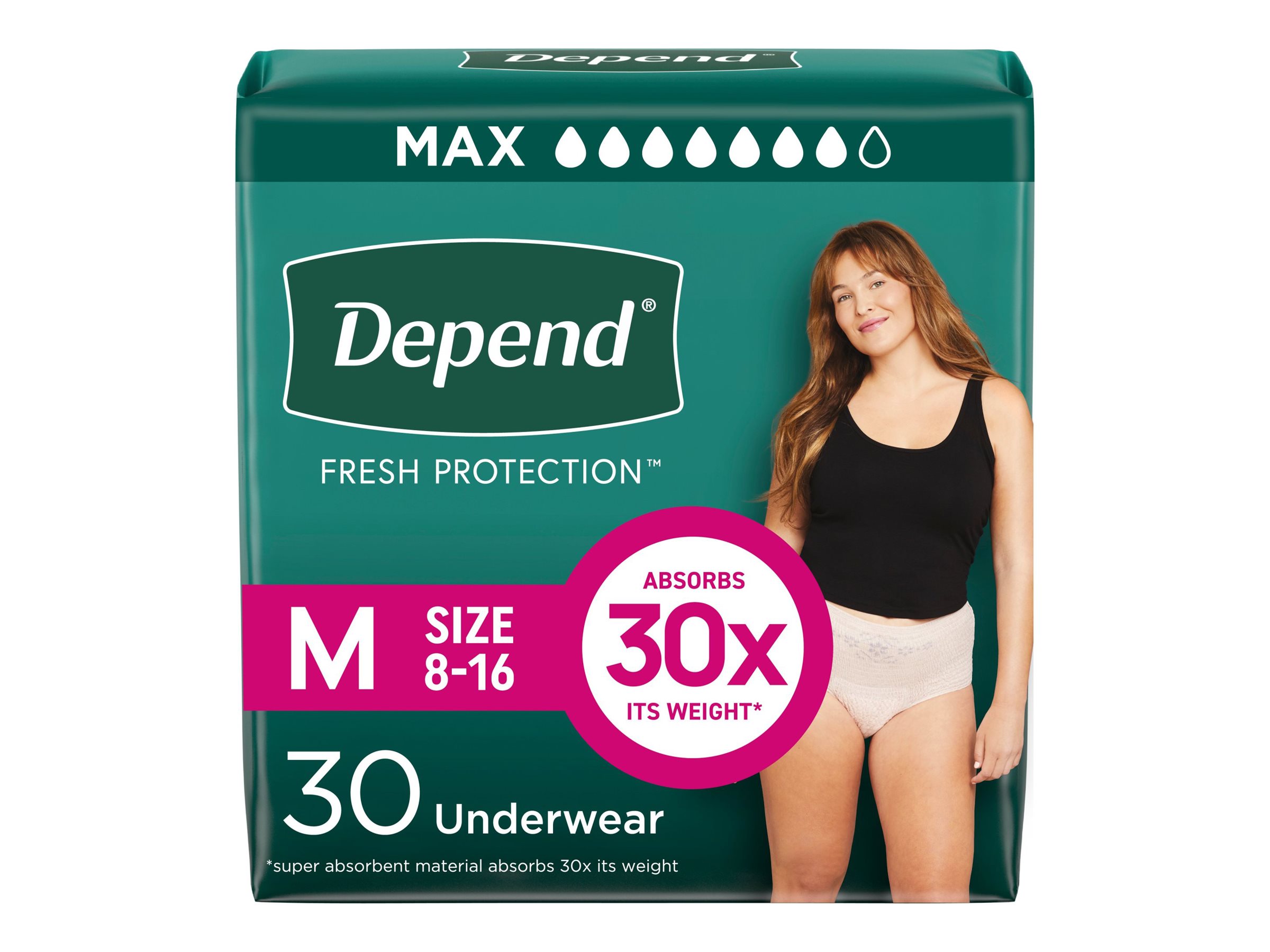 Depend Fresh Protection Adult Incontinence Underwear for Women - Blush - Maximum - Medium - 30 Count