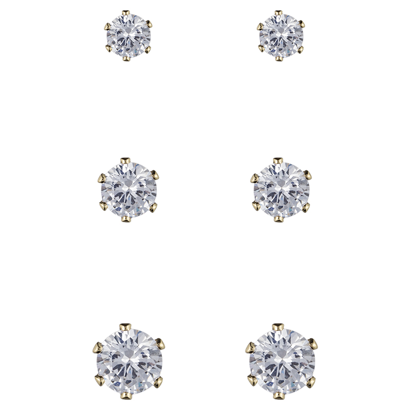 Anne Klein Crystal Earring Stud Set - 3 Pairs