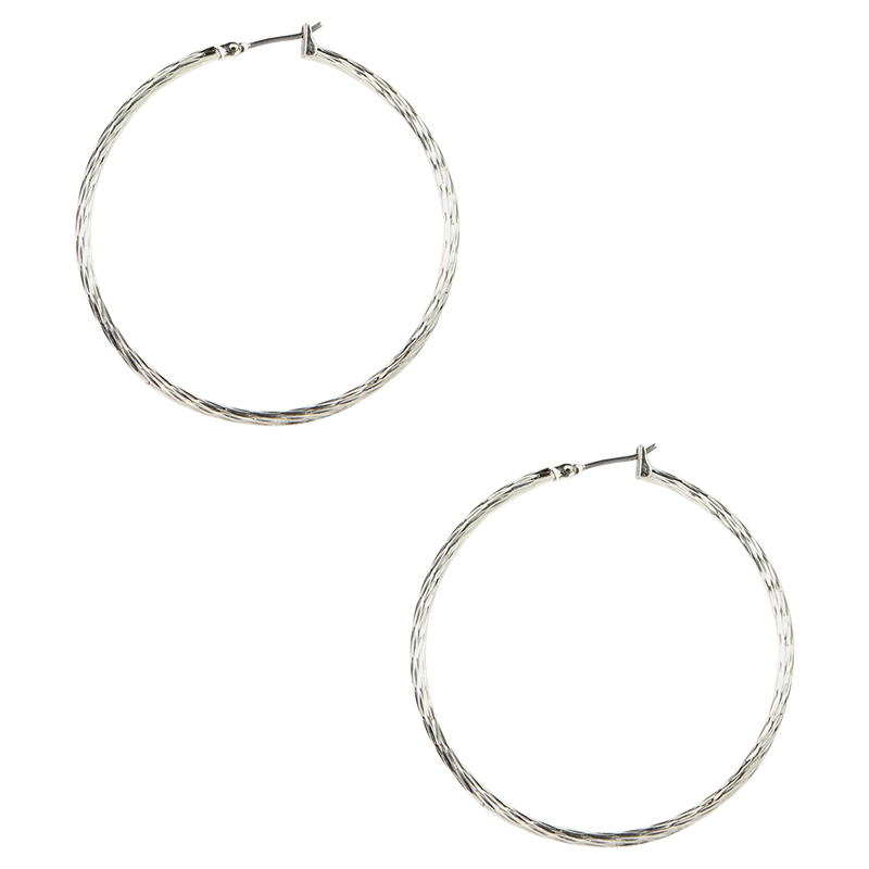 Anne Klein Click Hoop Earrings - Silver Tone