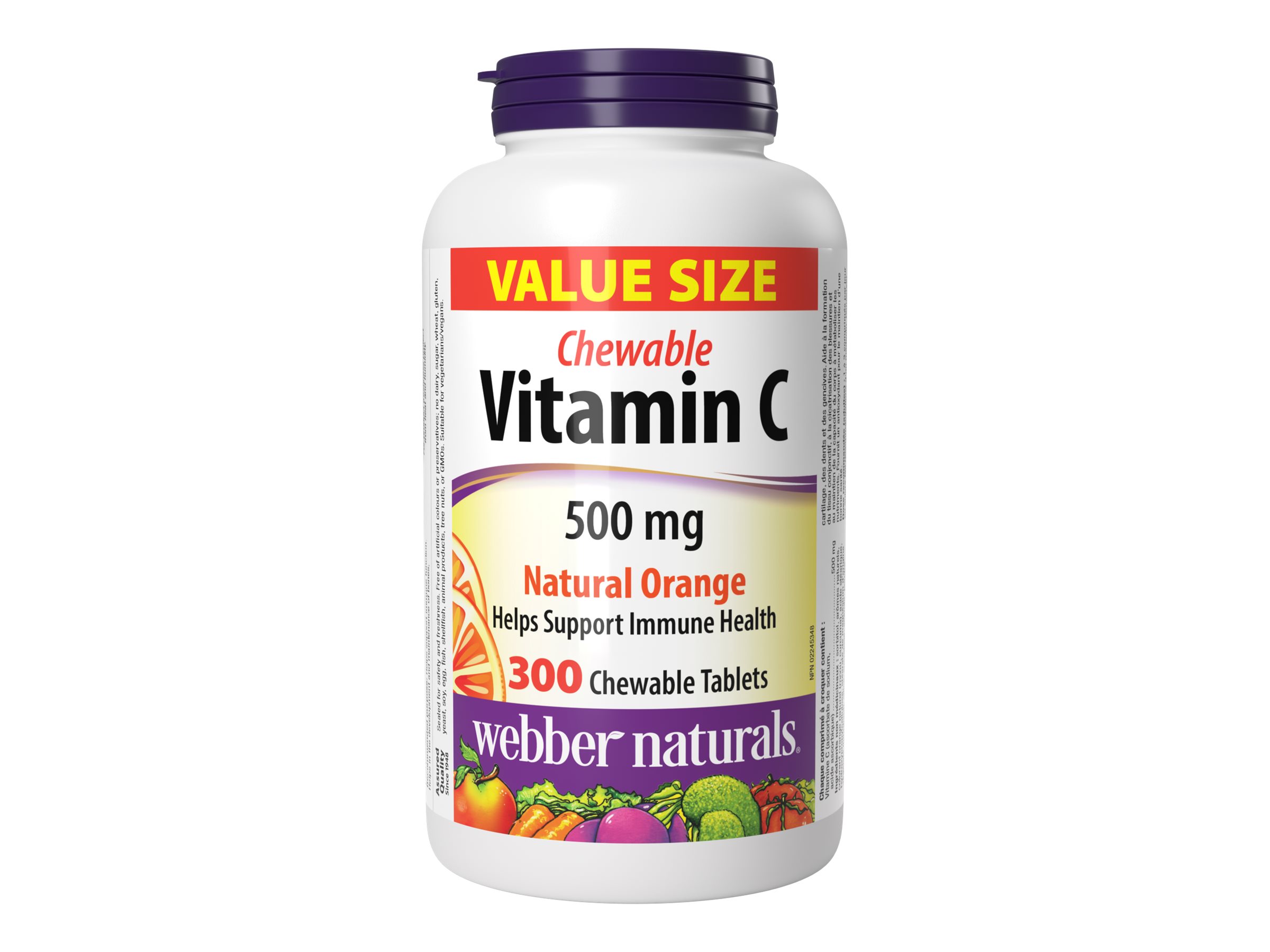 Webber Naturals Natural Orange Vitamin C Chewable Tablets - 500mg - 300s