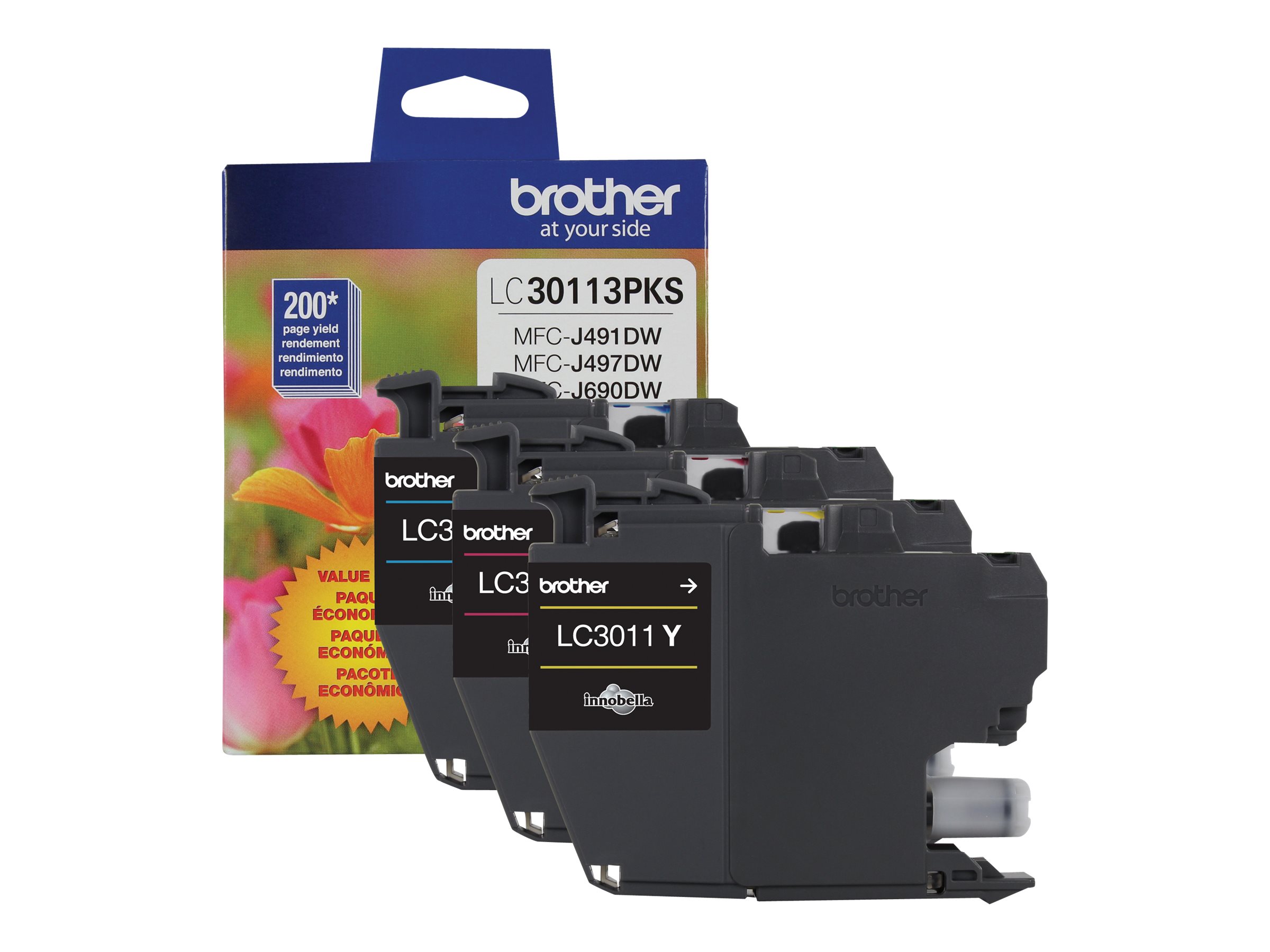 Brother Multipack Ink Cartridge - Yellow, Cyan, Magenta - LC30113PKS