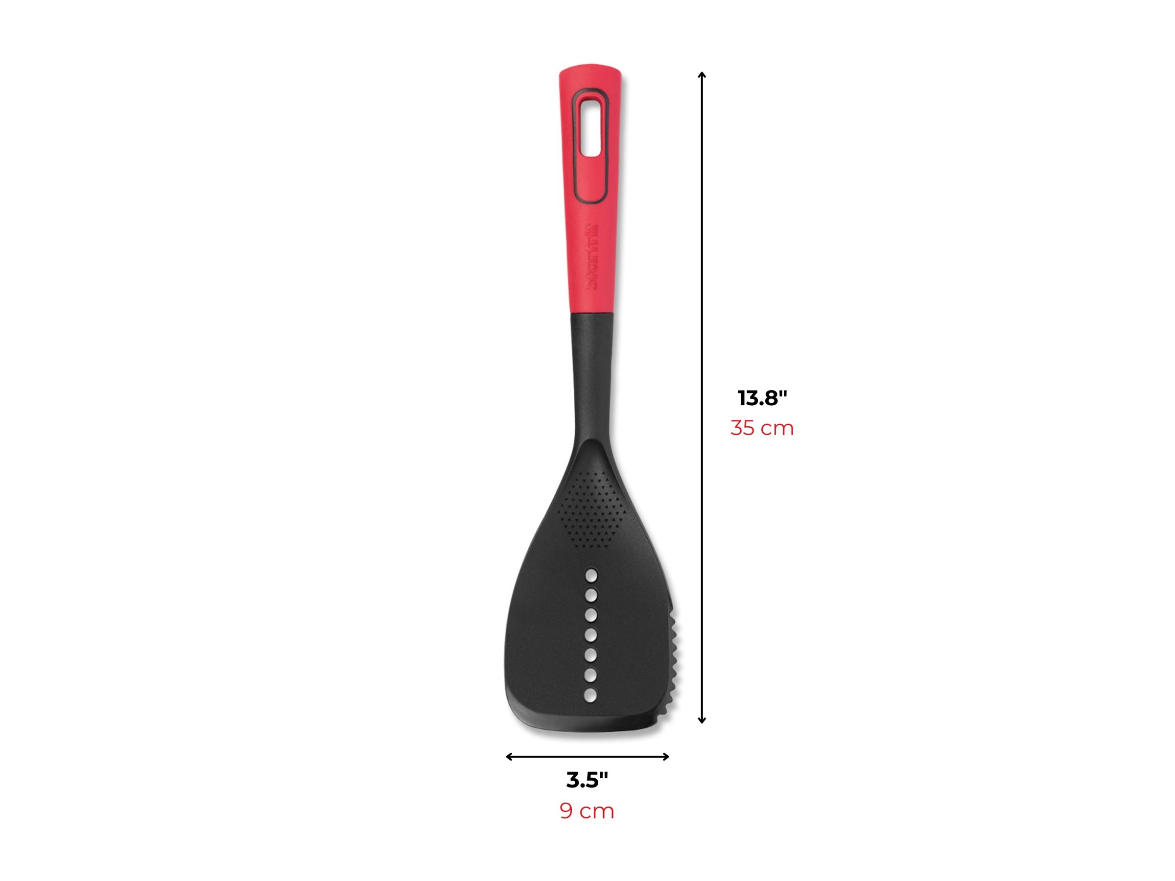 Starfrit Nylon Slotted Turner - Integrated Grater - Red/Black 2 Starfrit Nylon Slotted Turner - Integrated Grater - Red/Black