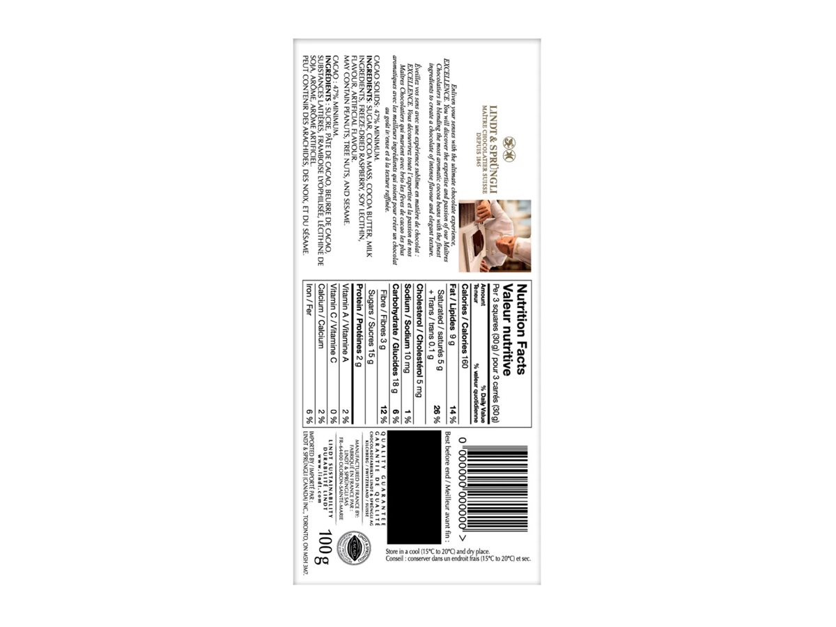 Lindt Excellence Dark Chocolate Bar - Raspberry - 100g 2 Lindt Excellence Dark Chocolate Bar - Raspberry - 100g