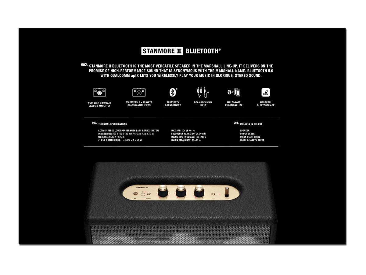 Marshall Stanmore II Bluetooth Speaker - Black - 1002485 - Open Box or Display Models Only 14 Marshall Stanmore II Bluetooth Speaker - Black - 1002485 - Open Box or Display Models Only