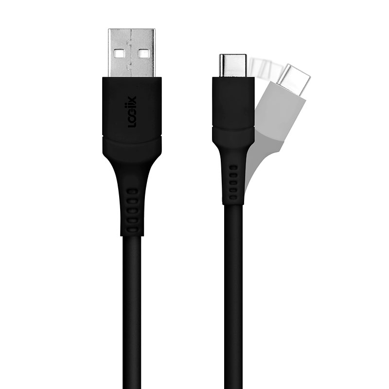 Logiix Sync Charge USB-C Anti-Stress Cable - Black - LGX-12821 1 Logiix Sync Charge USB-C Anti-Stress Cable - Black - LGX-12821
