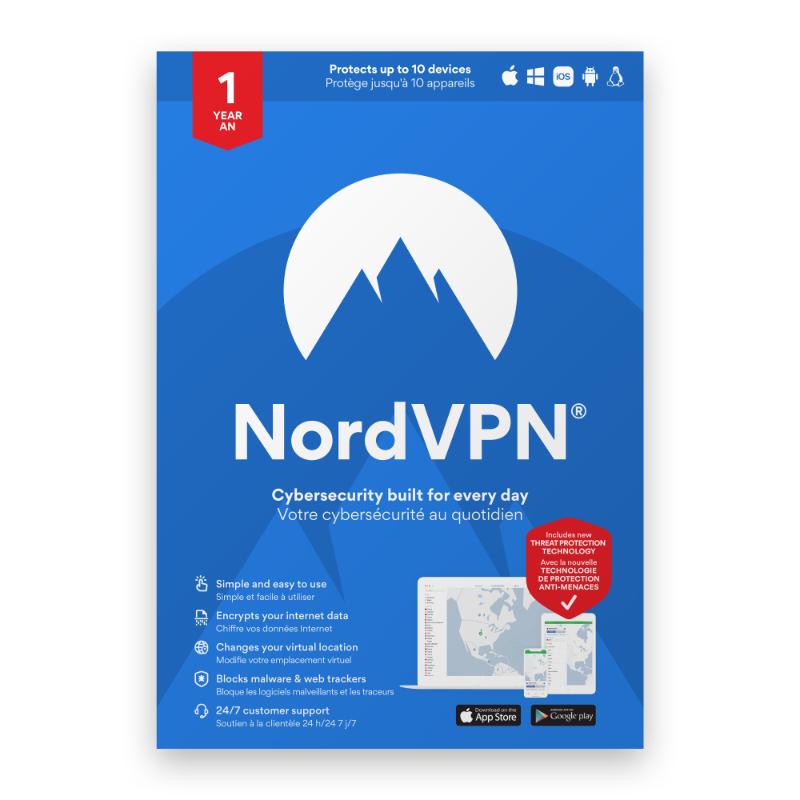 NordVPN Standard 1 Year VPN and Cyber Security Software - 10 Devices