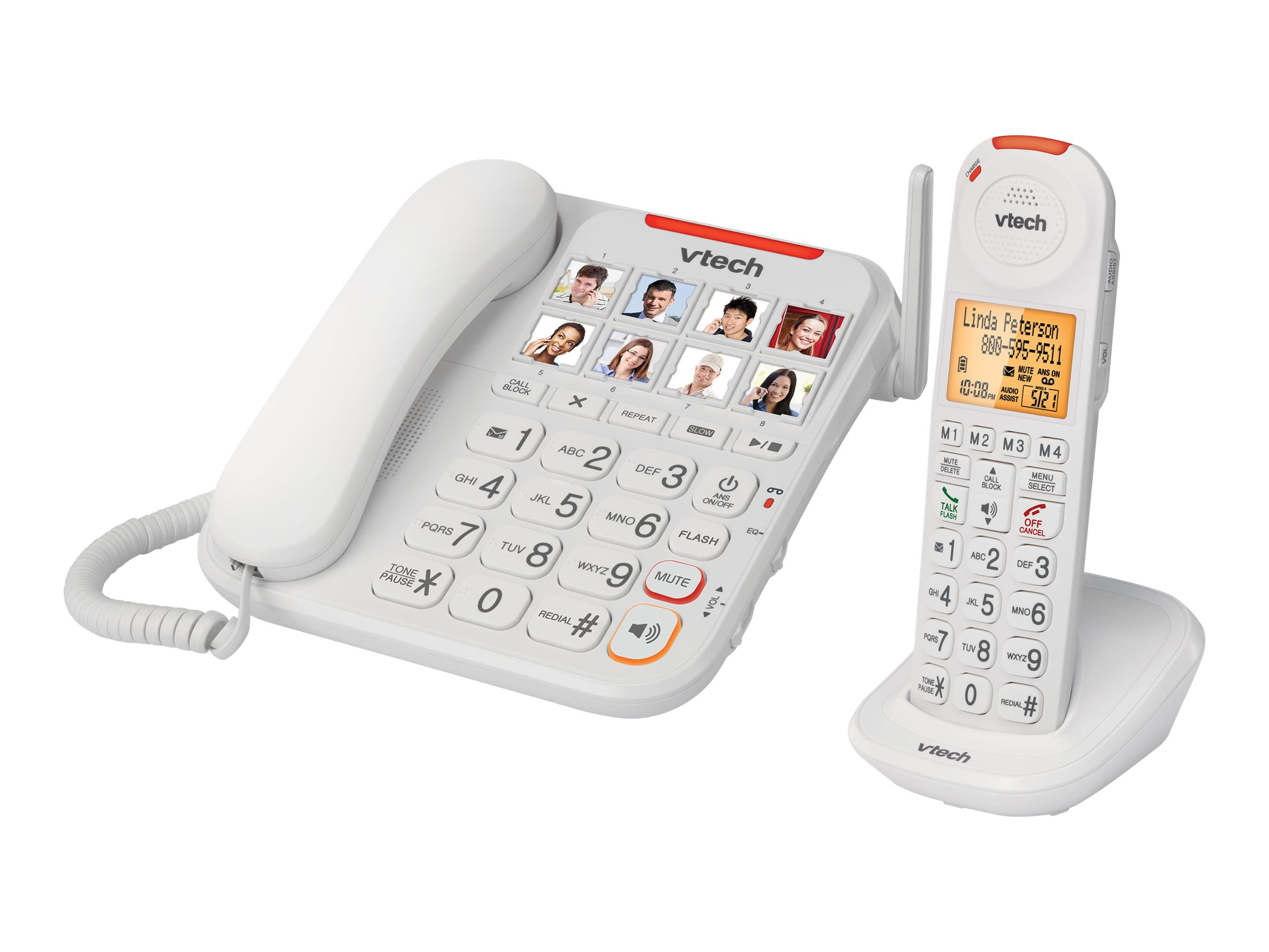 VTech CareLine Amplified Corded/Cordless Phone with Answering System and Caller ID - White - SN5147