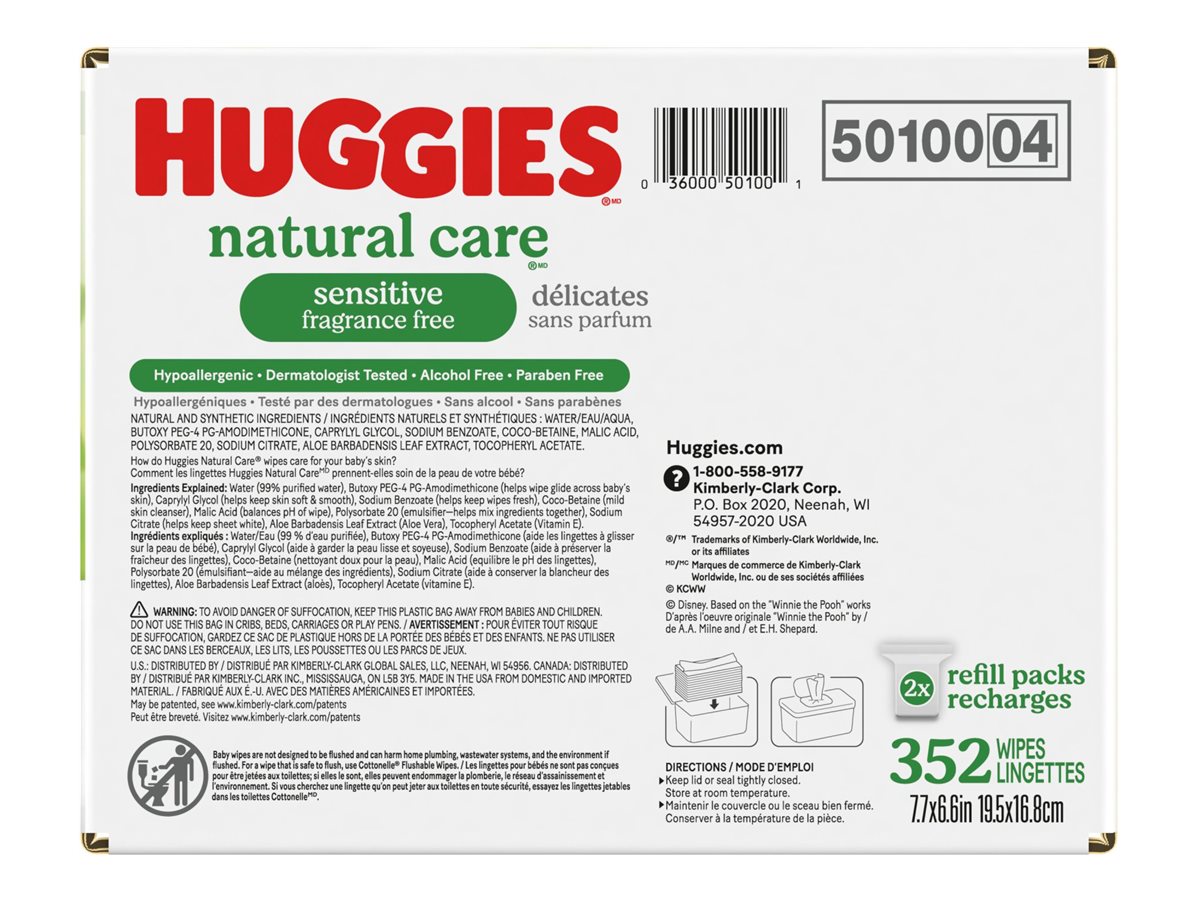 Huggies Natural Care Sensitive Baby Wipes Refills - Unscented - 2pk/352 Wipes 4 Huggies Natural Care Sensitive Baby Wipes Refills - Unscented - 2pk/352 Wipes