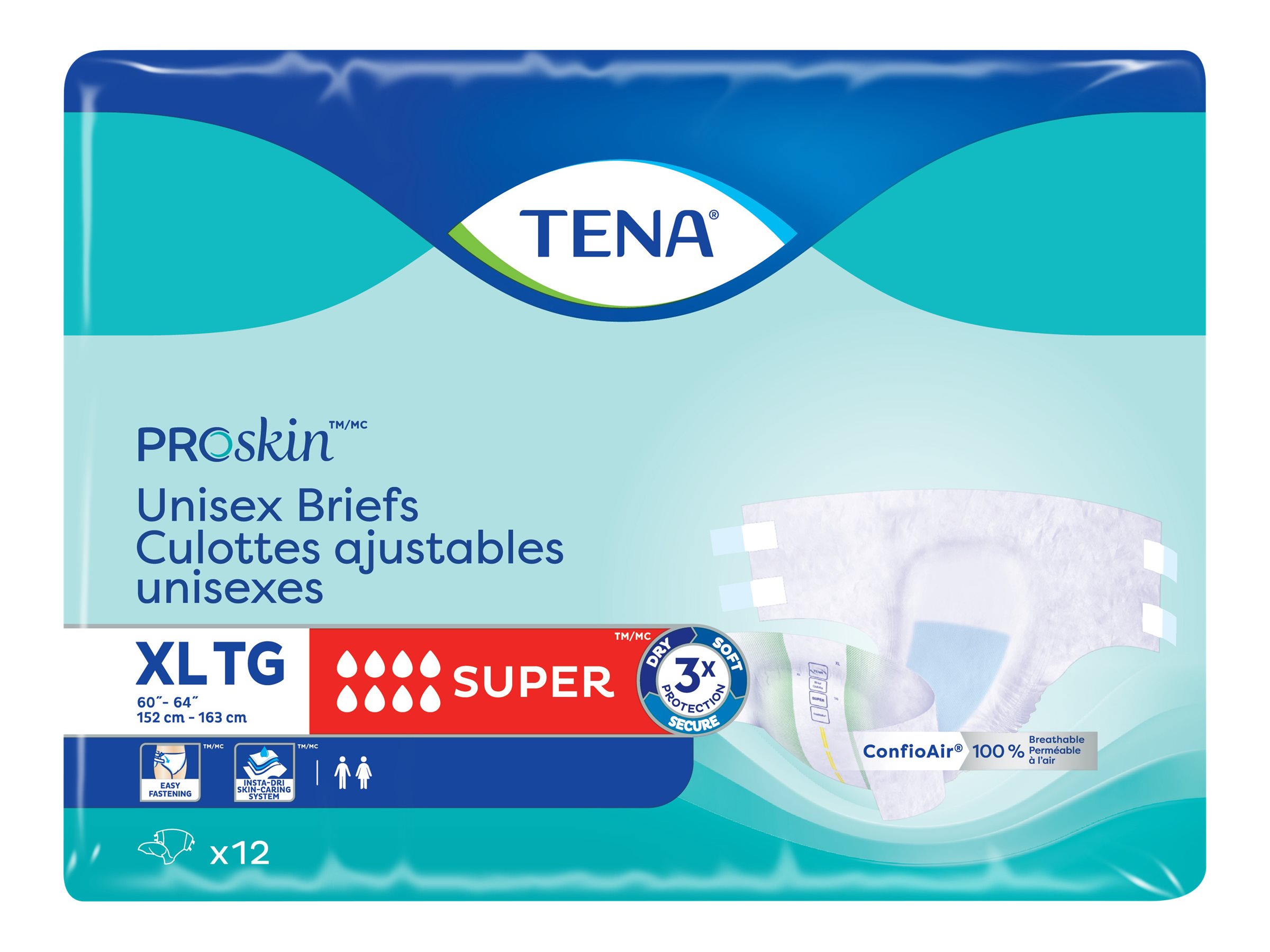 TENA ProSkin Unisex Incontinence Briefs - Super - Extra Large - 12s 2 TENA ProSkin Unisex Incontinence Briefs - Super - Extra Large - 12s