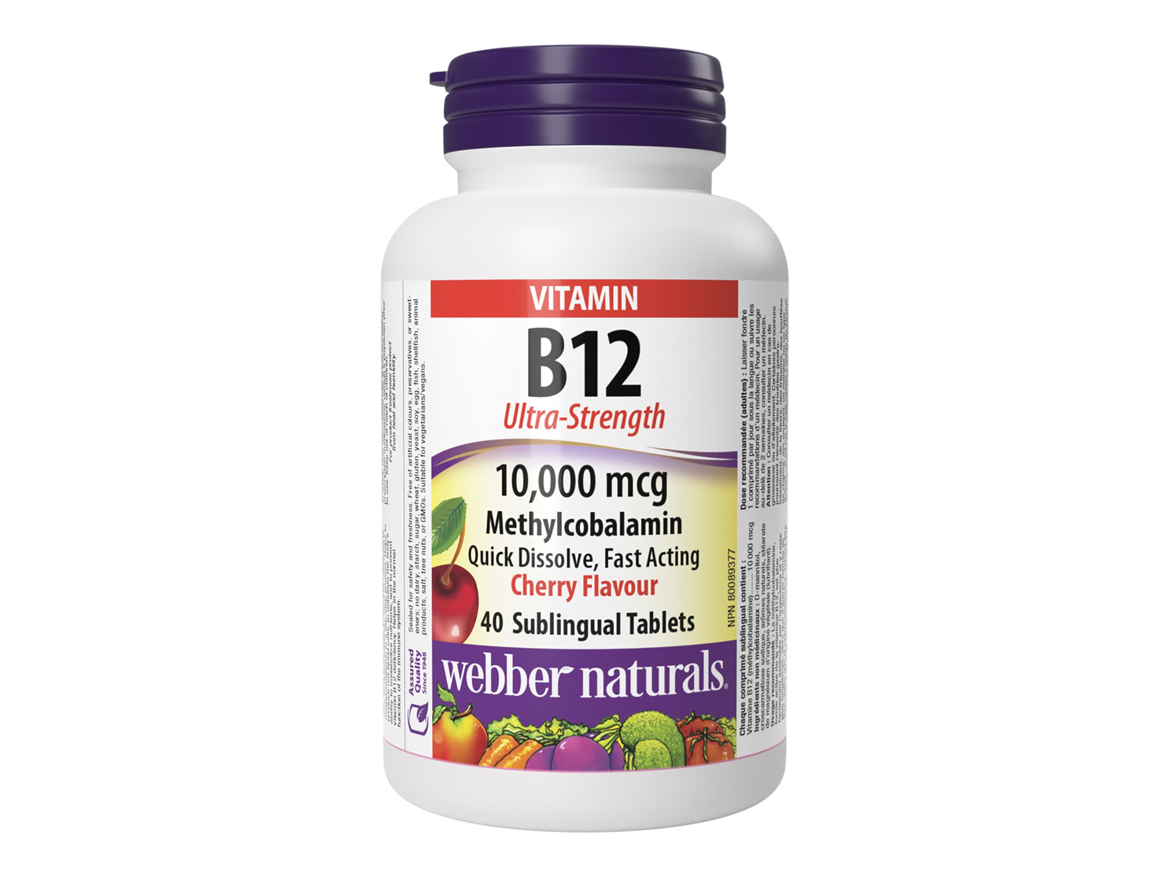 Webber Naturals Ultra Strength Vitamin B12 Sublingual Tablets - 10,000mcg - 40s